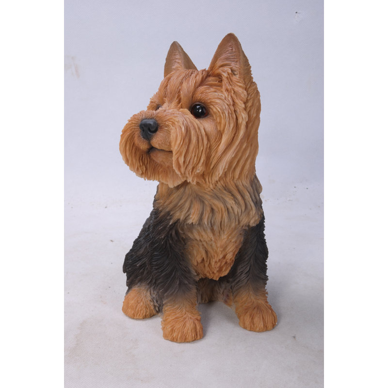Adorable Brown and Black Sitting Yorkshire Terrier Dog Statue