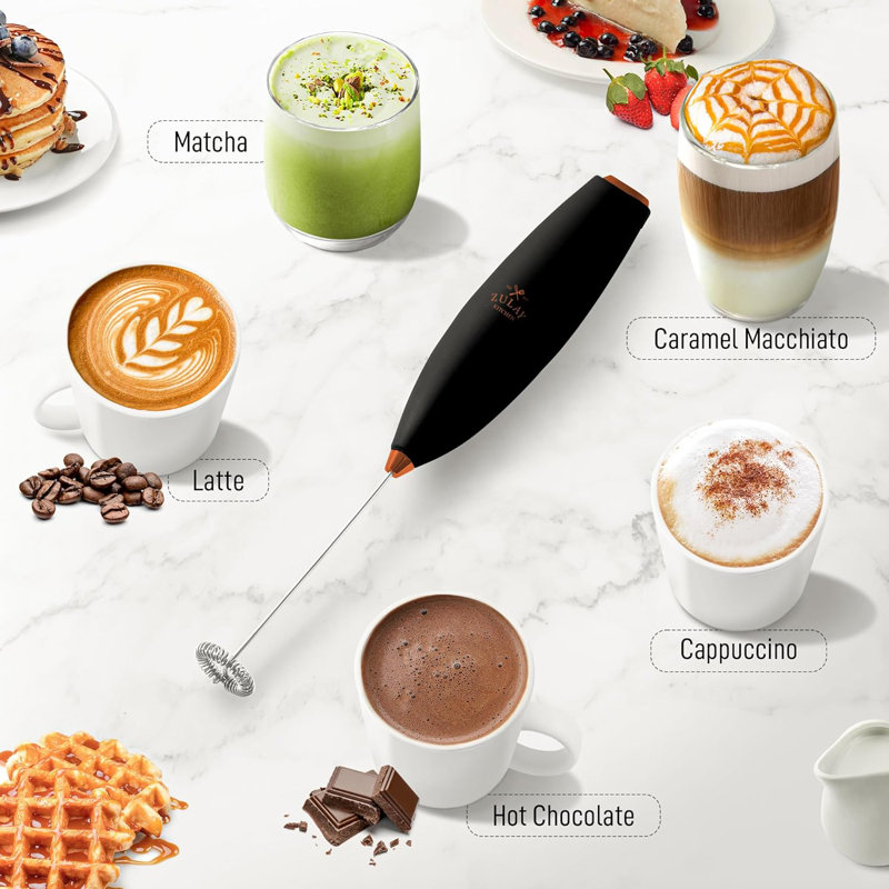 Zulay Kitchen Executive Series Ultra Premium Gift Milk Frother For Coffee - Deluxe, Black