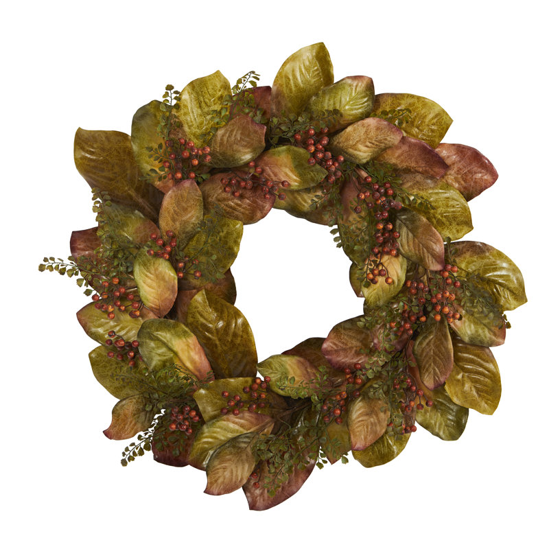 Couronne de faux-magnolia 30 po, Orange