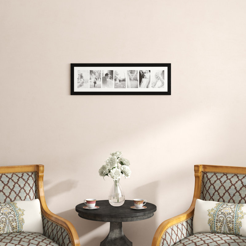 Black Matte Picture Frame with Mat, 9.5" x 31.5"