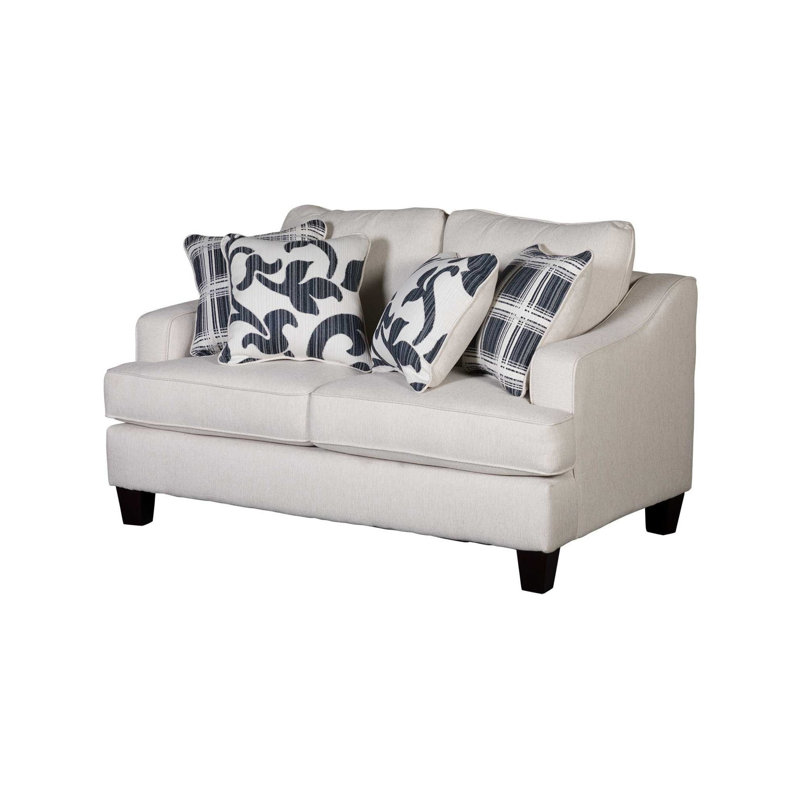 64" Recessed Arm Loveseat with Reversible Cushion, Cream