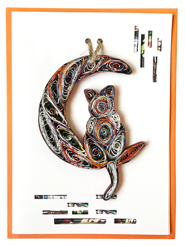 Paper quilling animal art, cat. | Greeting Card