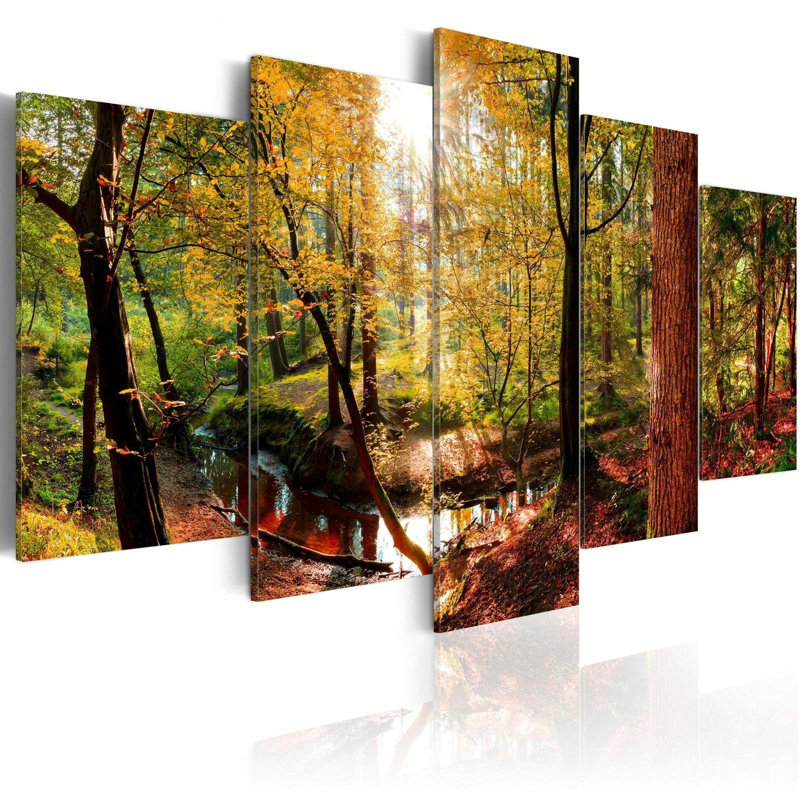 Keisha Autumn Morning Sunshine on Canvas, reproduction de 5 pièces, H 20 po x l 40 po x P 0,7 po