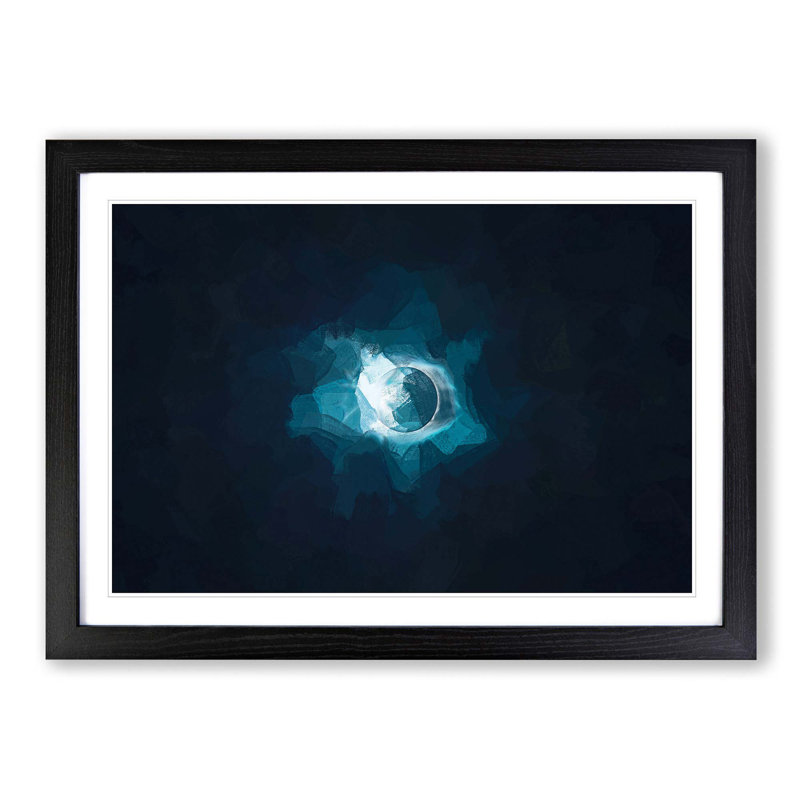 The Moon Passing the Sun in Abstract - Picture Frame Graphic Art Print, Black Framed, 27cm H x 36cm W x 2cm D