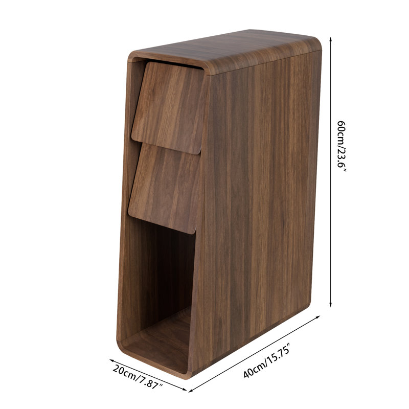 23.6'' Tall Narrow End Table, Farmhouse Sofa Table With Drawer Storage (set Of 2), 23.6" H x 15.75" W x 7.87" D, Walnut