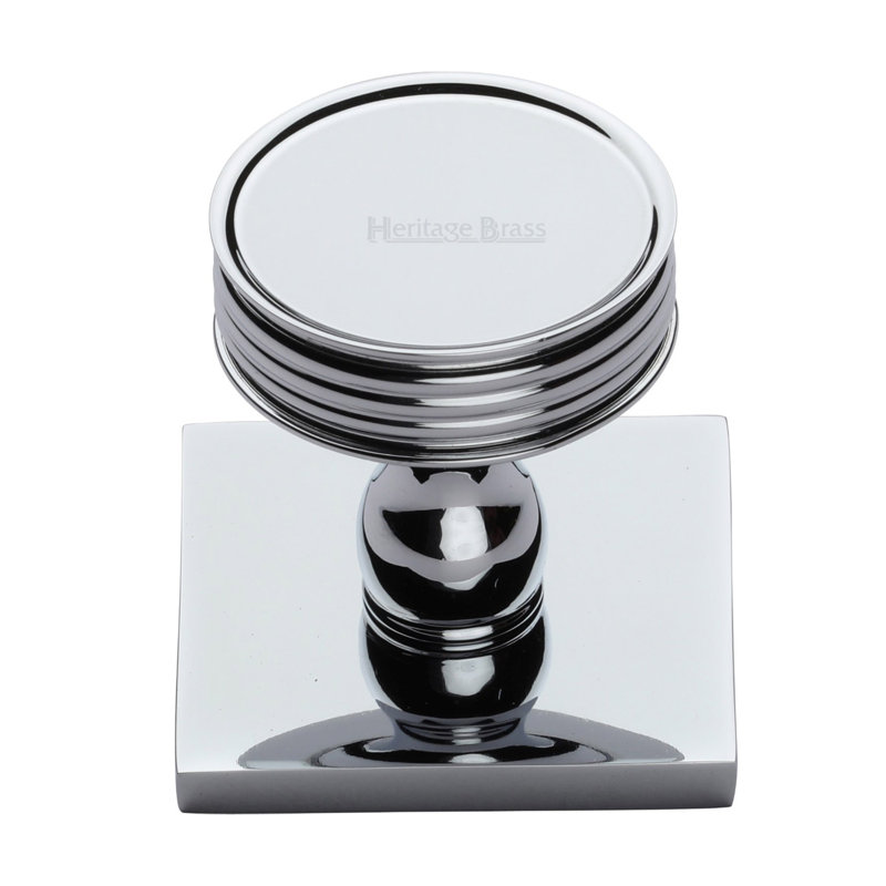 Heritage Brass Cabinet Knob Venetian Design with Square Backplate