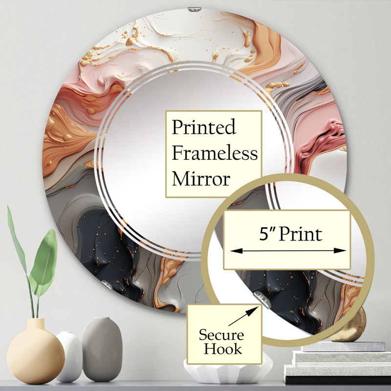 Angetenar - Miroir mural moderne rond, 24 po x 24 po