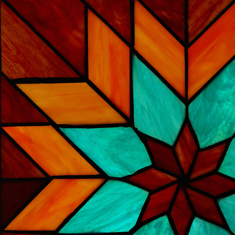 12"H Amelie Quilt Square Stained Glass Window Panel