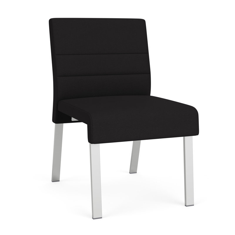 Chaise d'invité sans accoudoirs Waterfall, Argent, Portes ouvertes en tissu noir