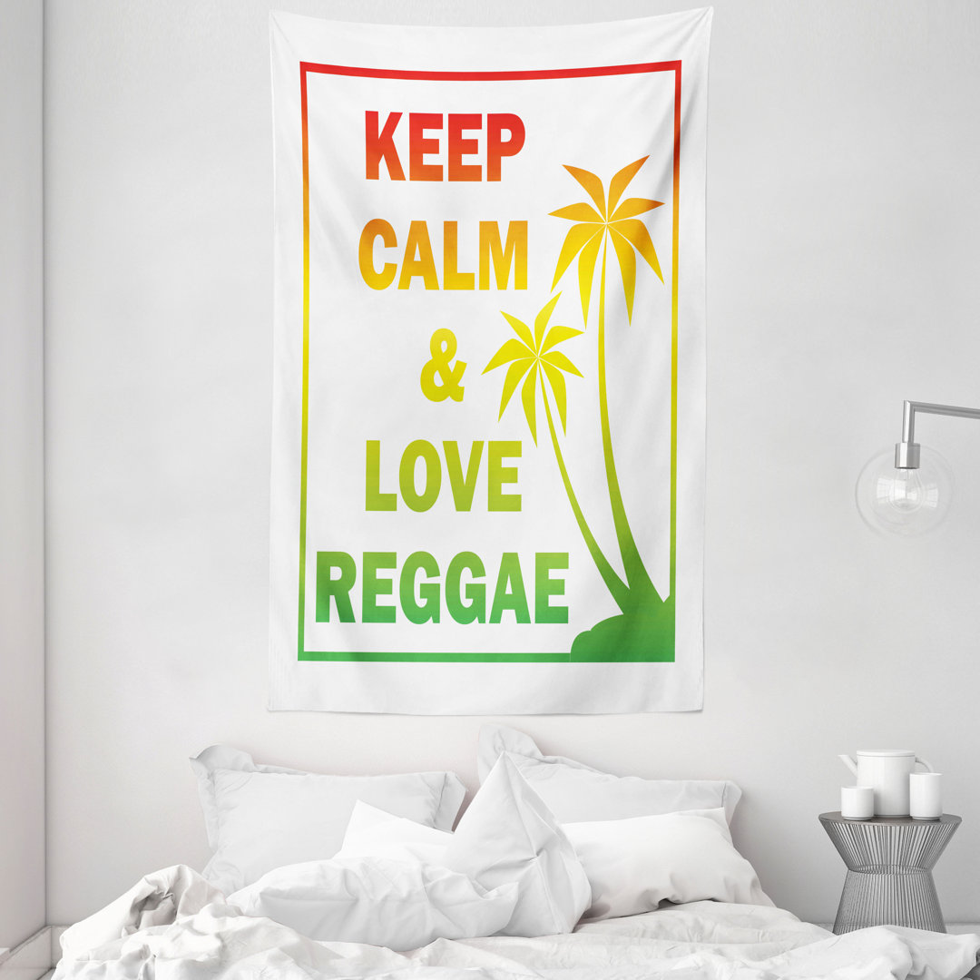 Wandteppich Keep Calm Words Reggae in HellgrÃ¼n/Gelb