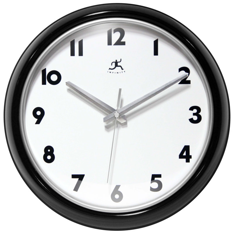 Modern Contemporary Round Plastic Wall Clock 12 Inches, Red