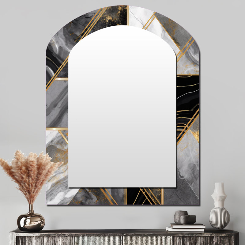 Lal - Miroir abstrait en métal, 43 po x 33 po