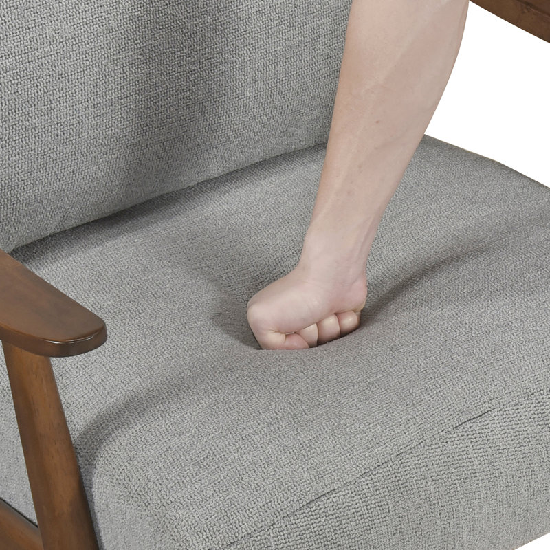 Chaise d'appoint en bois massif gris, largeur du produit 34,46 po, chaise 100% rembourrée, fabrication en bois, Grey