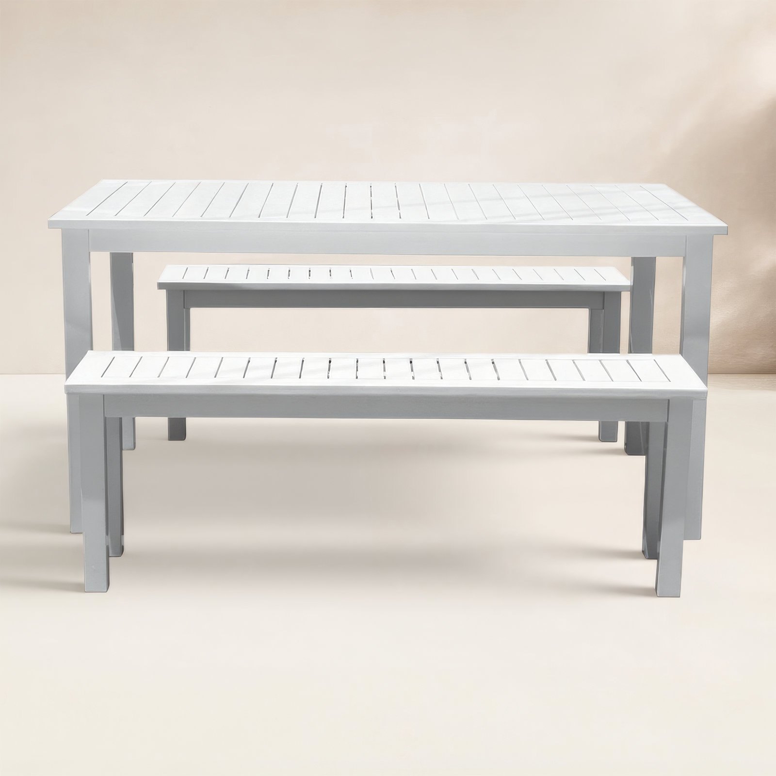 Bowery 59" Acacia Patio Dining Set, White
