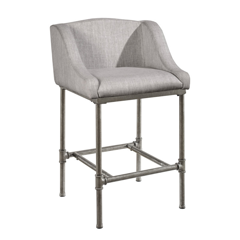 Halltown Metal Counter or Bar Height Stool, Gray, Counter Stool (26" Seat Height)