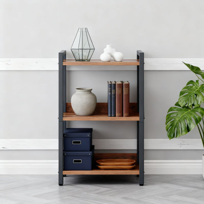 3-Tier Industrial Bookshelf With Metal Frame, Storage Organizer For Living Room, Bedroom, Home Office And Kitchen by 17 Stories