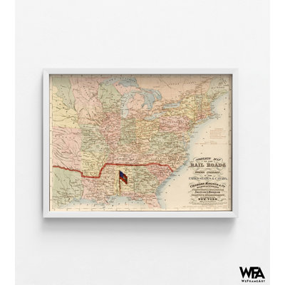 Chemins de fer et cours d'eau aux États-Unis et au Canada, reproductions de cartes hydrauliques rétro, impression d'affiche hydrographique, carte hydrographique américaine