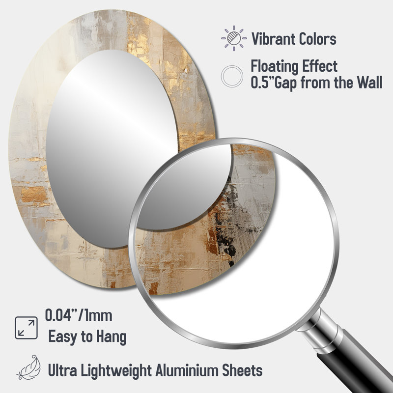 Taumsauk - Miroir mural ovale beige, H 40 po x l 30 po