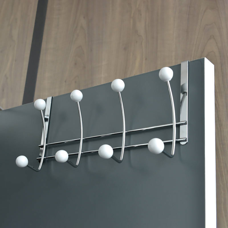 8-Hook Over-The-Door Hook Rack, Chrome/White