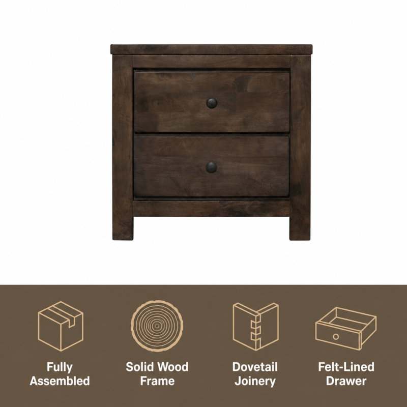 Geohagan Solid Wood 2-Drawer Nightstands