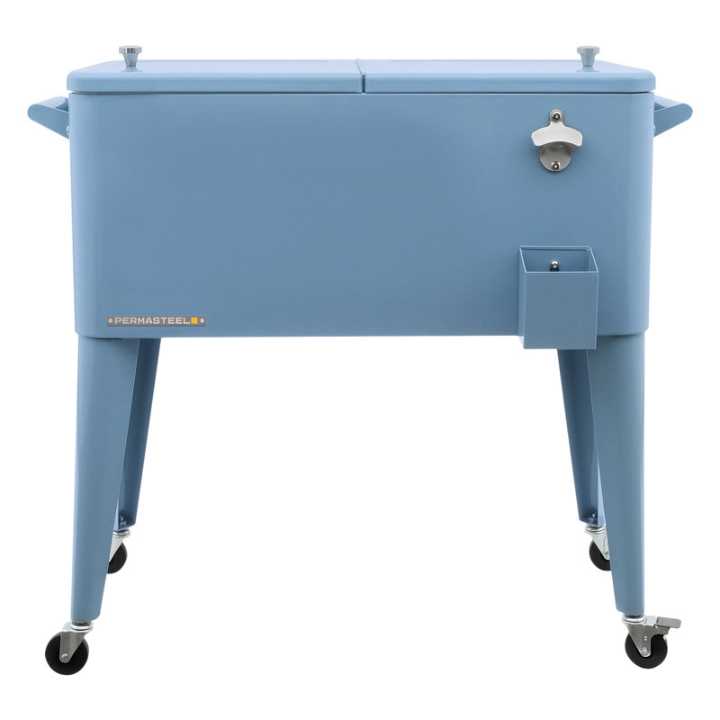 Permasteel 80-Qt Classic Outdoor Patio Cooler On Wheels, Blue