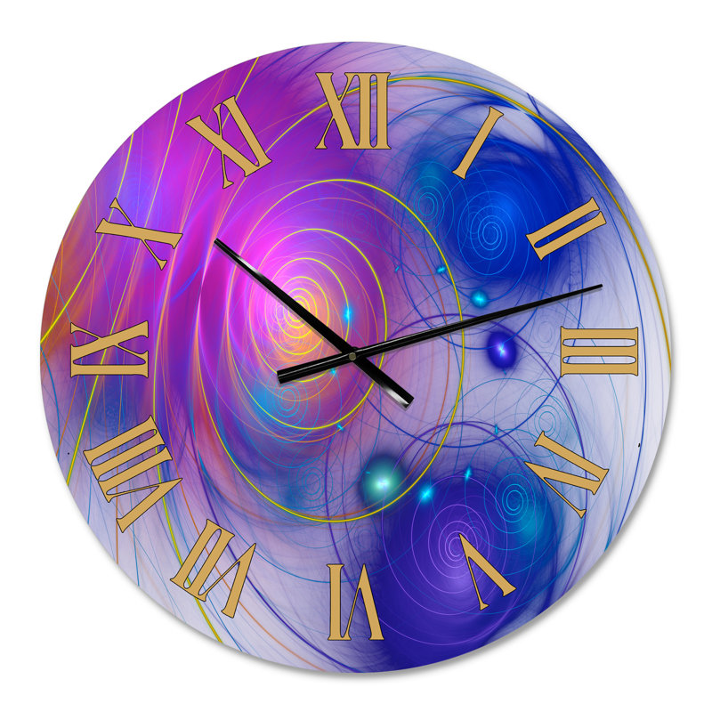Horloge murale mauve à motif de spirale fractale, Petit