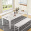 Grande table de salle à manger rectangulaire blanche de 78 po pour 6 à 8 personnes avec mobilier de salle à manger moderne (table seulement)-629414040-629414042