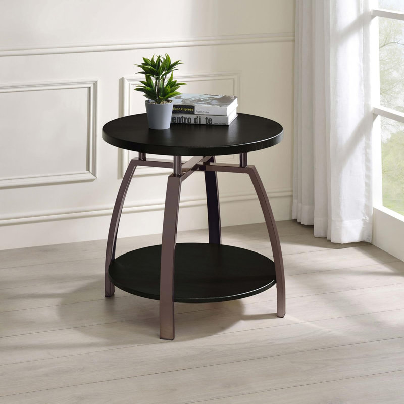 Table de bout gris foncé et nickel noir
