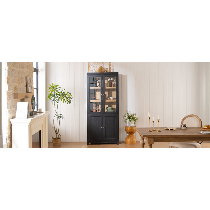 Grande vitrine de 74,5 pouces avec portes en verre pour le salon ou la cuisine