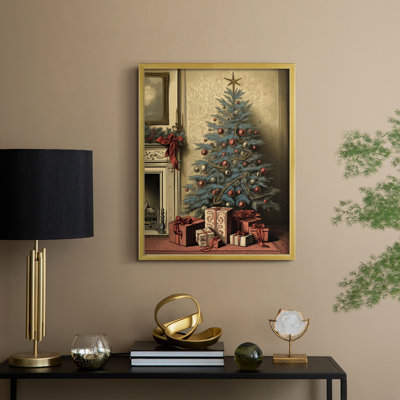 «Christmas Holiday Art», reproduction encadrée en bois massif