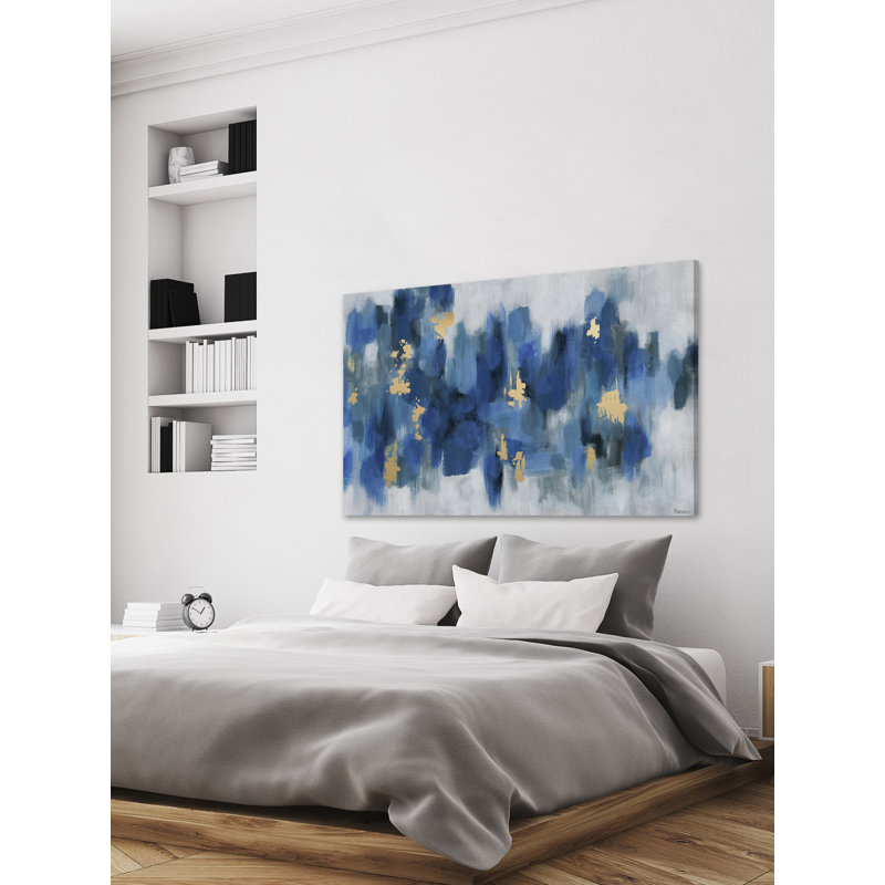 «Blurry Blue Flowers II» par Parvez Taj, reproduction d'art sur toile tendue, H 8 po x l 12 po x P 1,5 po