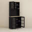 Armoire autoportante, armoire de rangement pour garde-manger, grand comptoir, portes en verre et tablettes réglables pour la salle à manger