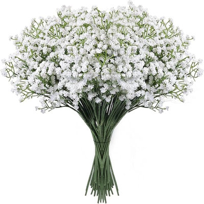 Babys Breath Artificial Flowers,18 Pcs Gypsophila Real Touch Flowers For Wedding Party Home Garden Decoration White