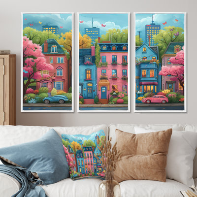 Ensemble de décoration murale rose Toronto Cityscape View III - City Toronto