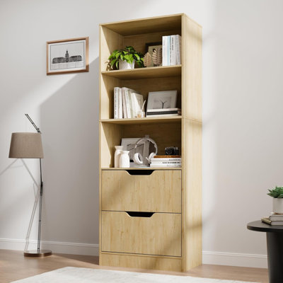 Bookcase With 2 Drawers, 63" 3-tier Bookshelf With Storage, 3 Shelf Bookcase With Adjustable Shelf, Modern Bookshelf, Open Shelves Bookshelf For Study, Bedroom & Home Office
