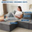 Lit confortable en forme de L de 106 po avec méridienne orientée vers la gauche et siège moelleux, canapé modulaire Cloud sans assemblage pour le salon, gris foncé-316374935