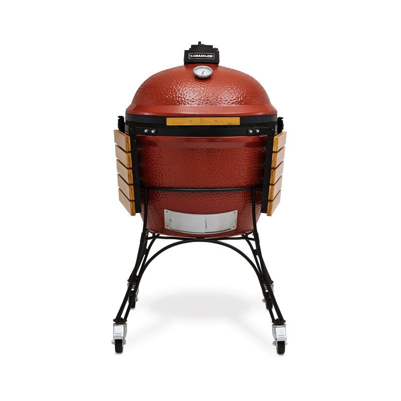 24" BigJoe Charcoal Grill with Side Shelves, Red