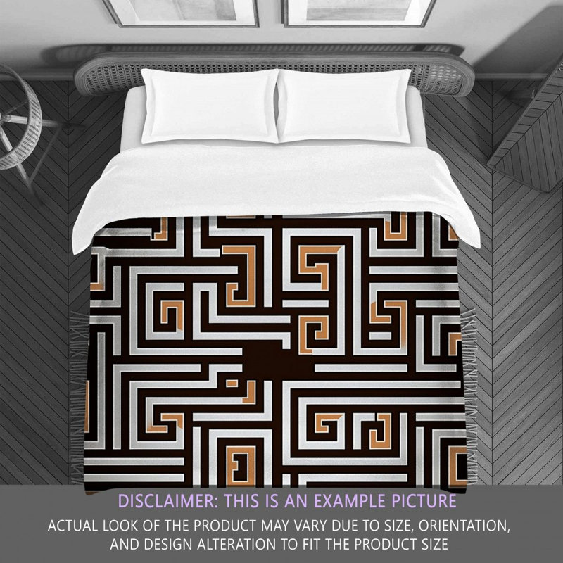 Polyester Comforter, King Comforter, Brown/Silver Geometric