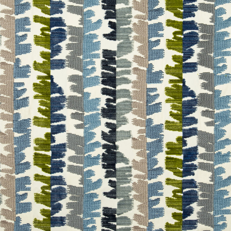 Prism Fractal Velvet Fabric, Blue/Green