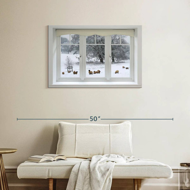 Lilie Winter Sheep Window View, 24" H x 36" W