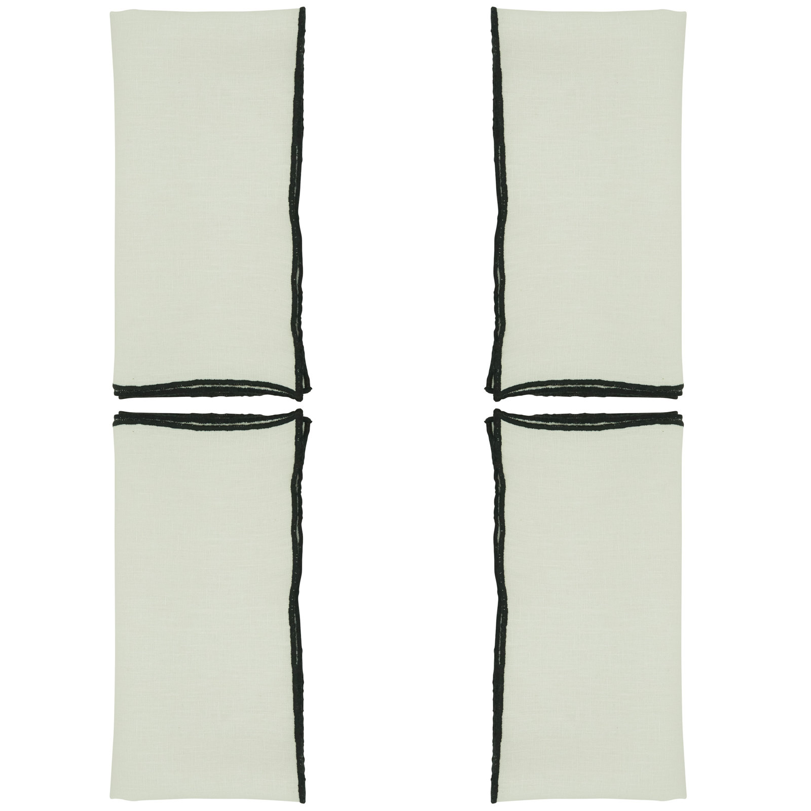 Set of 4 Dartmouth Linen No Pattern Square Napkins, Black