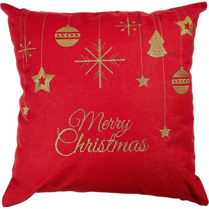 Seasonal Xmas Christmas Holiday Glories Pattern Embroidered Throw Pillow, Pillow Cover Only - No Insert