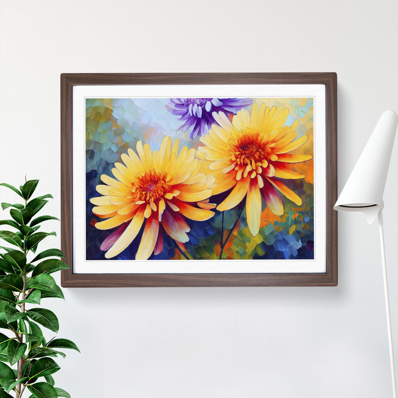 Chrysanthemum Flowers Vol.1 - Framed Print, 46cm H x 64cm W x 2cm D, Walnut Framed