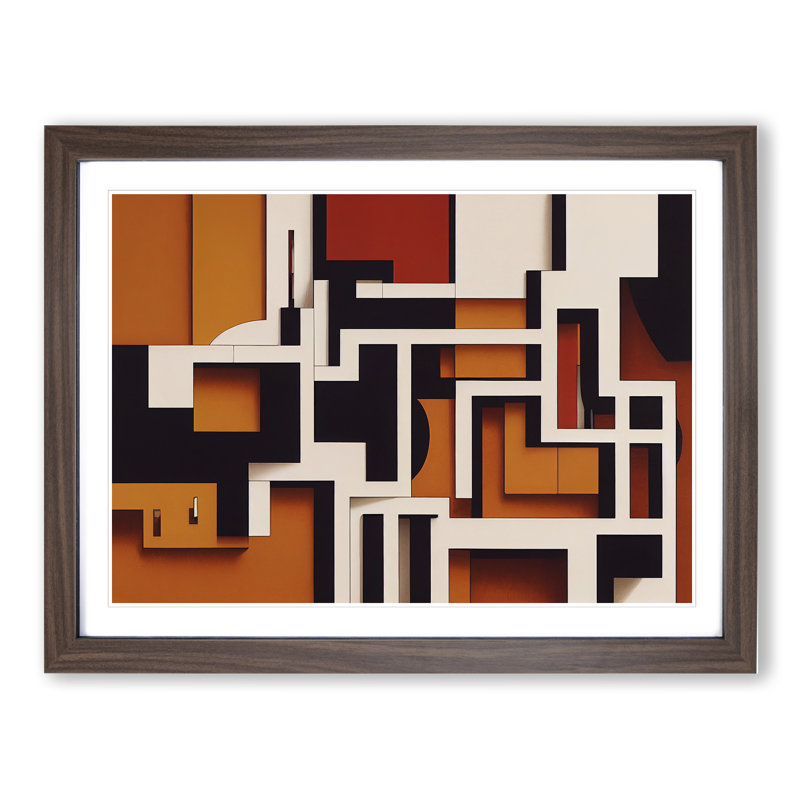 Magnetic Modern Abstract - Framed Print, 25cm H x 34cm W x 2cm D, Walnut
