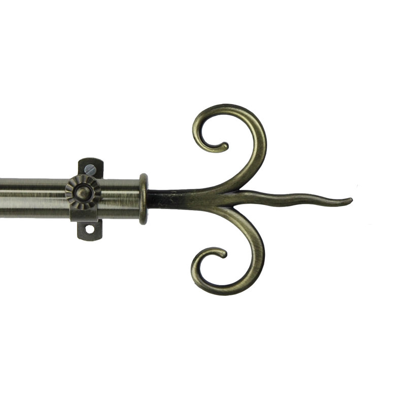 Tringle à rideaux simple Lysia, Laiton antique, 18” - 28”