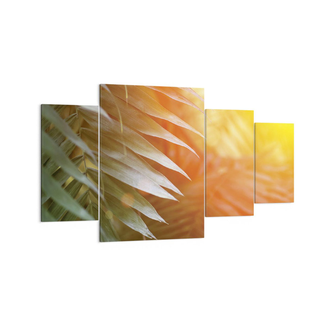 4-tlg. Leinwandbilder-Set Exotic Leaves Dawn