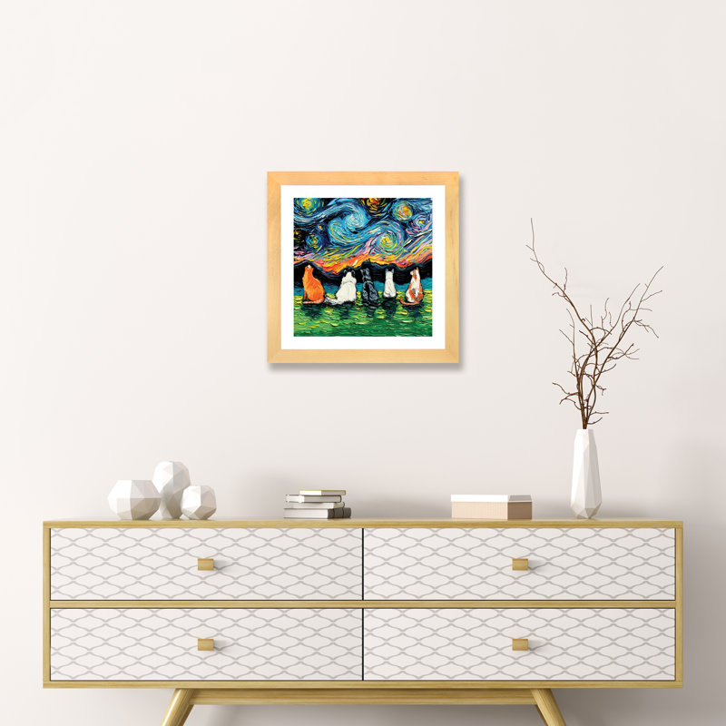 «Starry Cats» par Aja Trêves - reproduction d'art sur, H 24 po x l 24 po x P 1 po, Papier encadré naturel