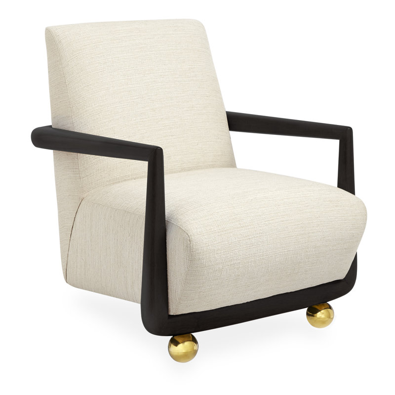 St. Germain Club Chair, Ivory Viscose/Linen/Cotton/Acrylic, Black/Brass