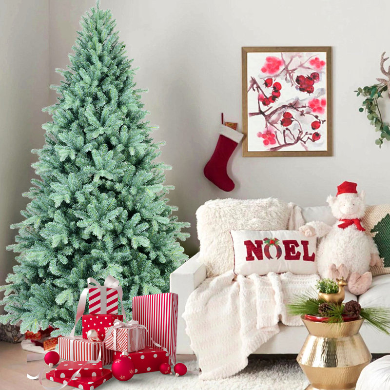 Arbre de Noël bleu / vert teinté en PE / PVC, branches articulées, aspect naturel, support en métal stable, décoration des Fêtes facile à assembler