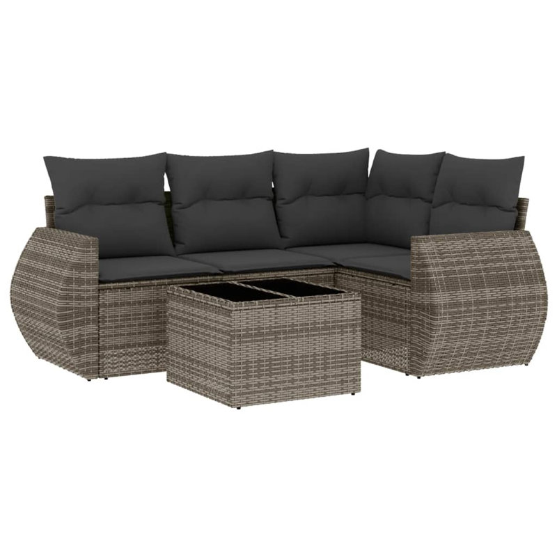 Ensemble de canapé de jardin modulaire en rotin PE gris 5 pièces Vidaxl